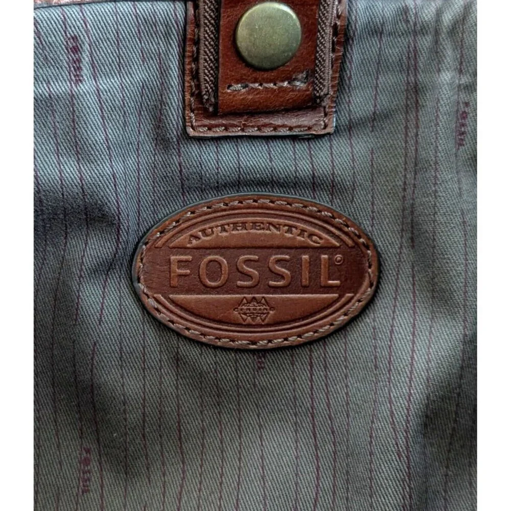 Fossil Vintage Brown Leather Crossbody Satchel Bag